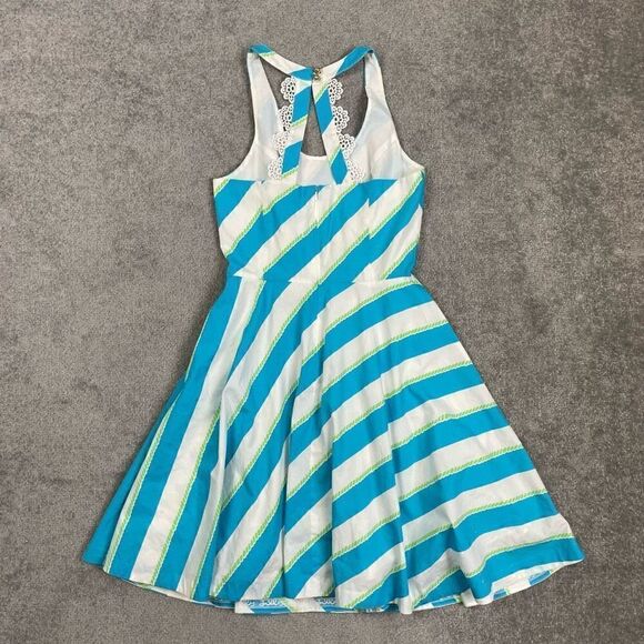 Lilly Pulitzer Womens 2 XS Blue Green Stripe Mini Dress Halter Nautical Summer - Picture 4 of 6